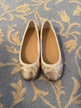 J. Crew Factory Metallic Gold Bow Ballet Flats